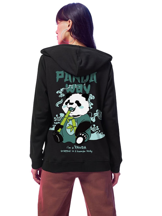 Bewakoof Womens Graphic Printed Regular Fit Full Sleeve Hooded Neck Polycotton Hoodies_625440_Black_XS