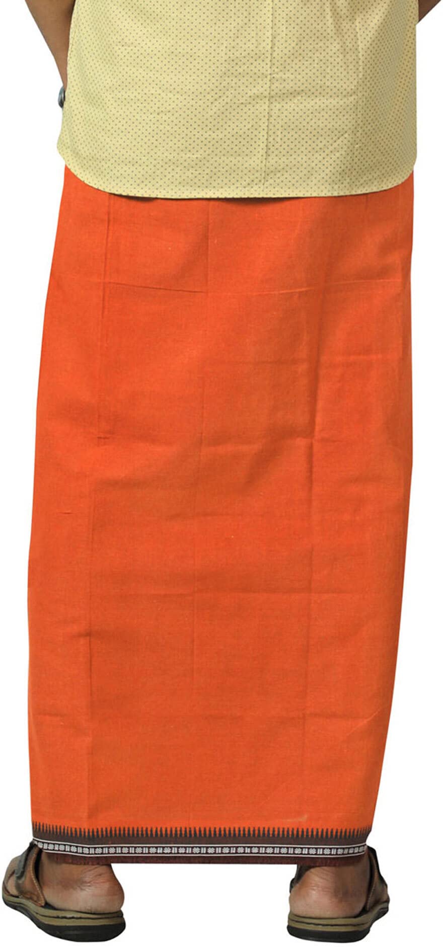 Prakasam Cotton Mens Kerala Thalapathi Border 2Way Pocket (Right &Left Side) Flexi Size (Adjustable) Welcro Single Colour Dhoti