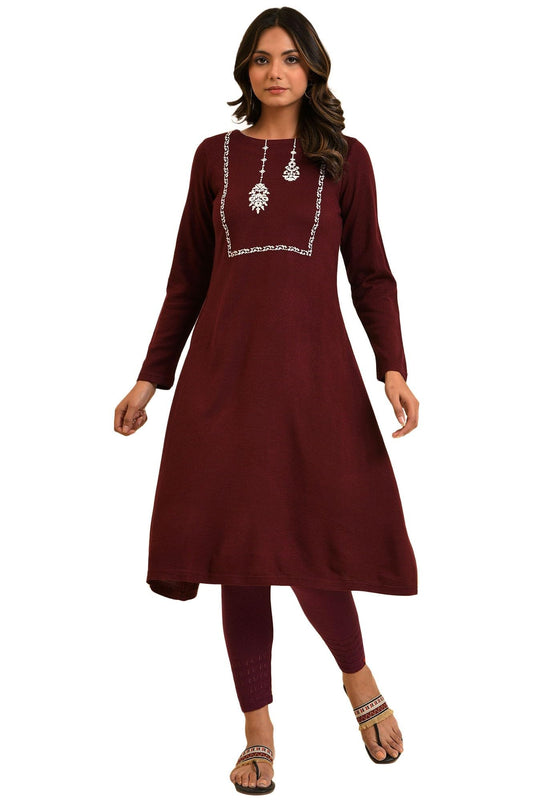 W for Woman Acrylic Women's Winter Regular Kurta