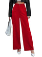 Toochki Straight Pants Trousers for Women with High Waist, Formal Spandex Pant for Women Office Wear Red