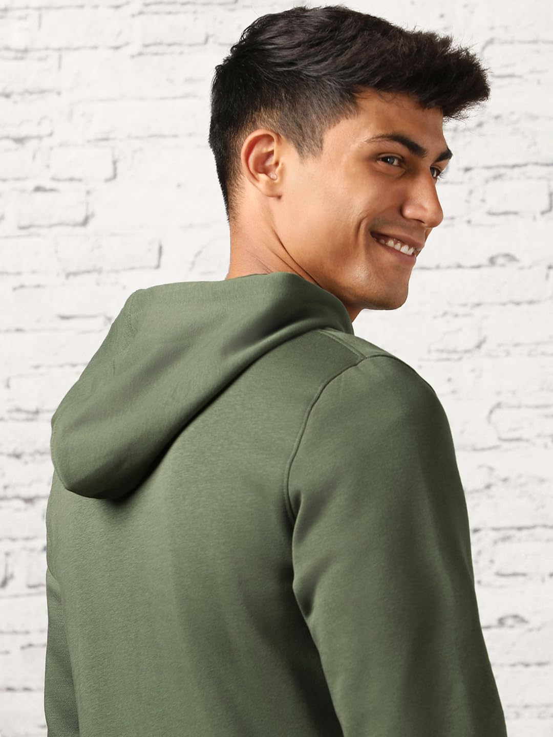 NOBERO Mens Cotton Neck Hooded Regular Sweatshirt (1M-Twzp-R0004_Navy Blue