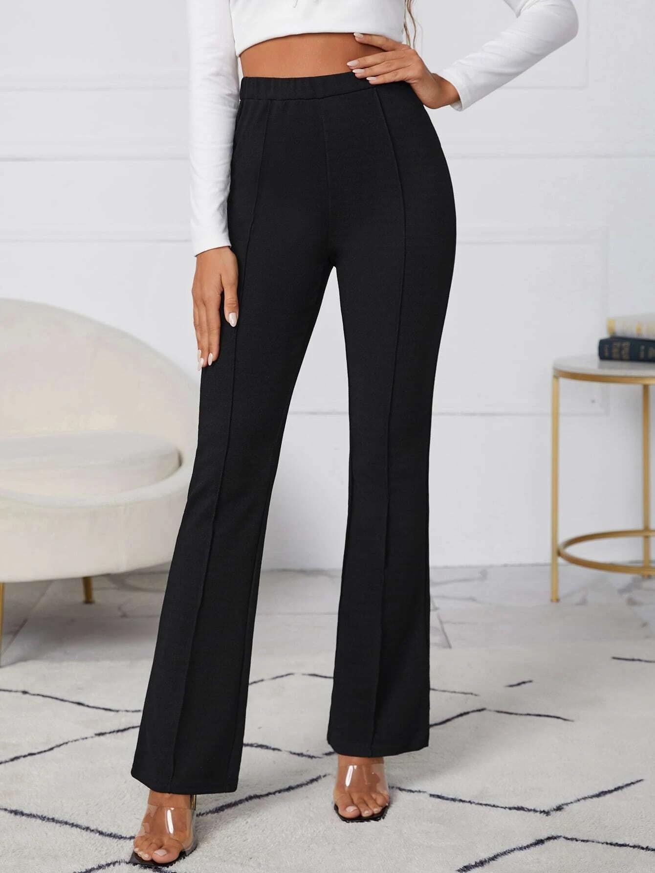 OM SAI LATEST CREATION Womens Yoga Dress Pants Stretchy Work Slacks Business Casual Office Straight Leg/Bootcut Elastic Waist w
