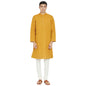 Fabindia MenS Linen Blend Printed Comfort Kurta_Mustard_S