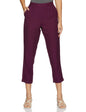 Digital Shopee Women Regular Fit Elastic Waist Full Length Cotton Formal Trouser For Casual Wear, Office Wear Purple