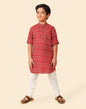 Fabindia Boy's Cotton Printed Regular Fit Long Kurta (1032804RED_Red