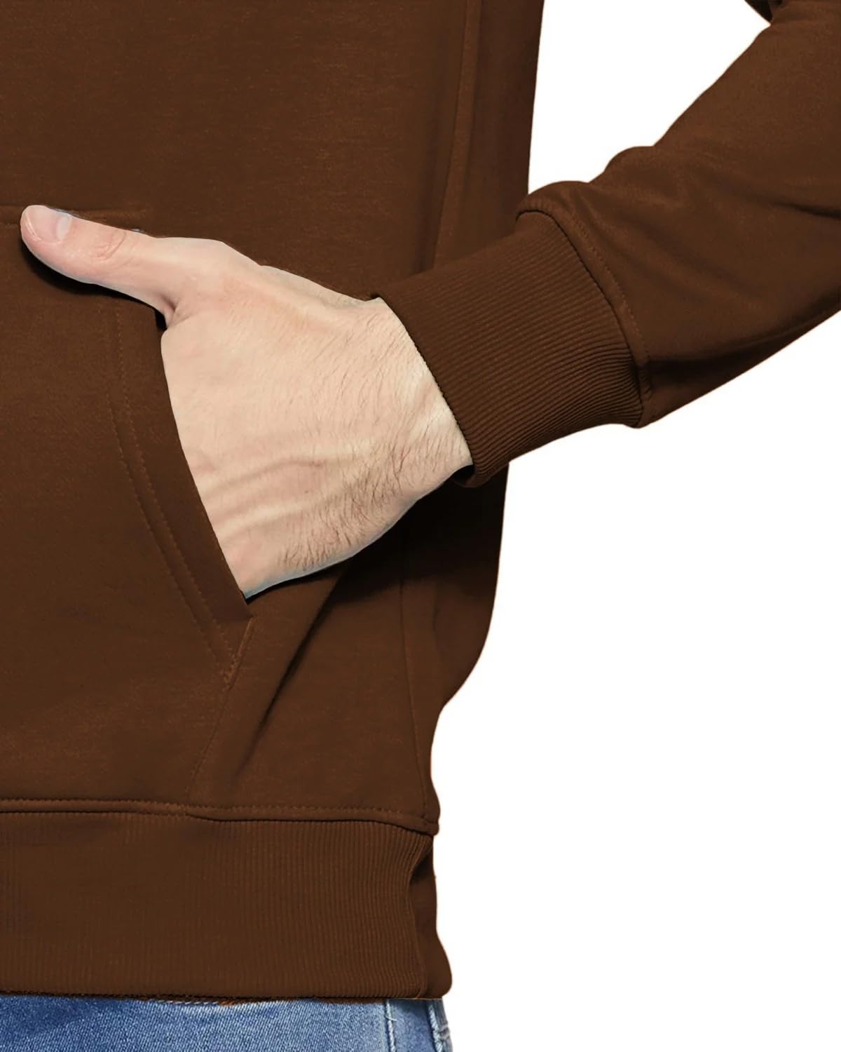 ADRO Men's Cotton Neck Hooded Regular Fit Sweatshirt (H24-PLN-BR_Downtown Brown_Medium)
