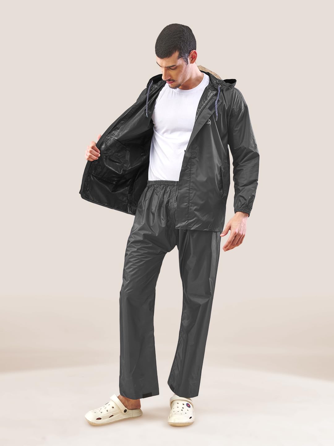 Lux Venus Plain Tapping Rain Suit For Men Grey