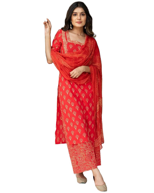 ANNI DESIGNER Women's Kurta with Pant & Dupatta |Material: Cotton Blend