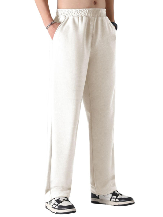 Greciilooks MenS Loose Mid Rise Regular | Sports Stylish Track Pant | Trouser Cream