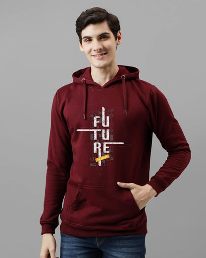ADRO Men's Cotton Blend Neck Hooded Sweatshirt (H24-FTR-MR)