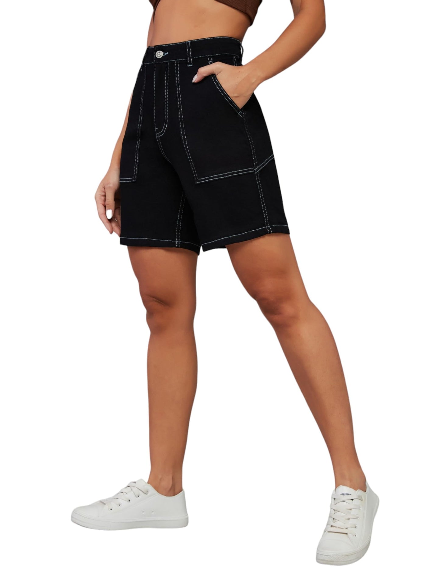 Dolce Crudo Swing Swagger Denim Shorts Black