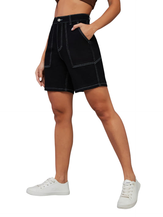 Dolce Crudo Swing Swagger Denim Shorts Black