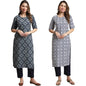 Pinkmint Crepe Casual Style Women Kurta With Pant Fancy Printed Kurti For Women Trendy Kurti Ll (Pack Of 2)