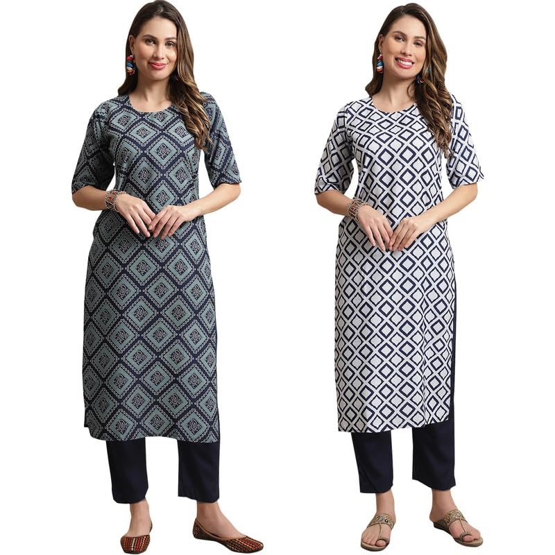 Pinkmint Kurta Set for Women ll Printed Kurti & Pant Set ll Combo Kurta Set ll (Pack of 2)