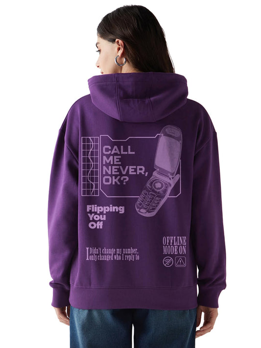 Bewakoof Heavy Duty 1.0 WomenS Graphic Print Oversized Fit Full Sleeve Hooded Poly Cotton Hoodies_694290_Purple_M