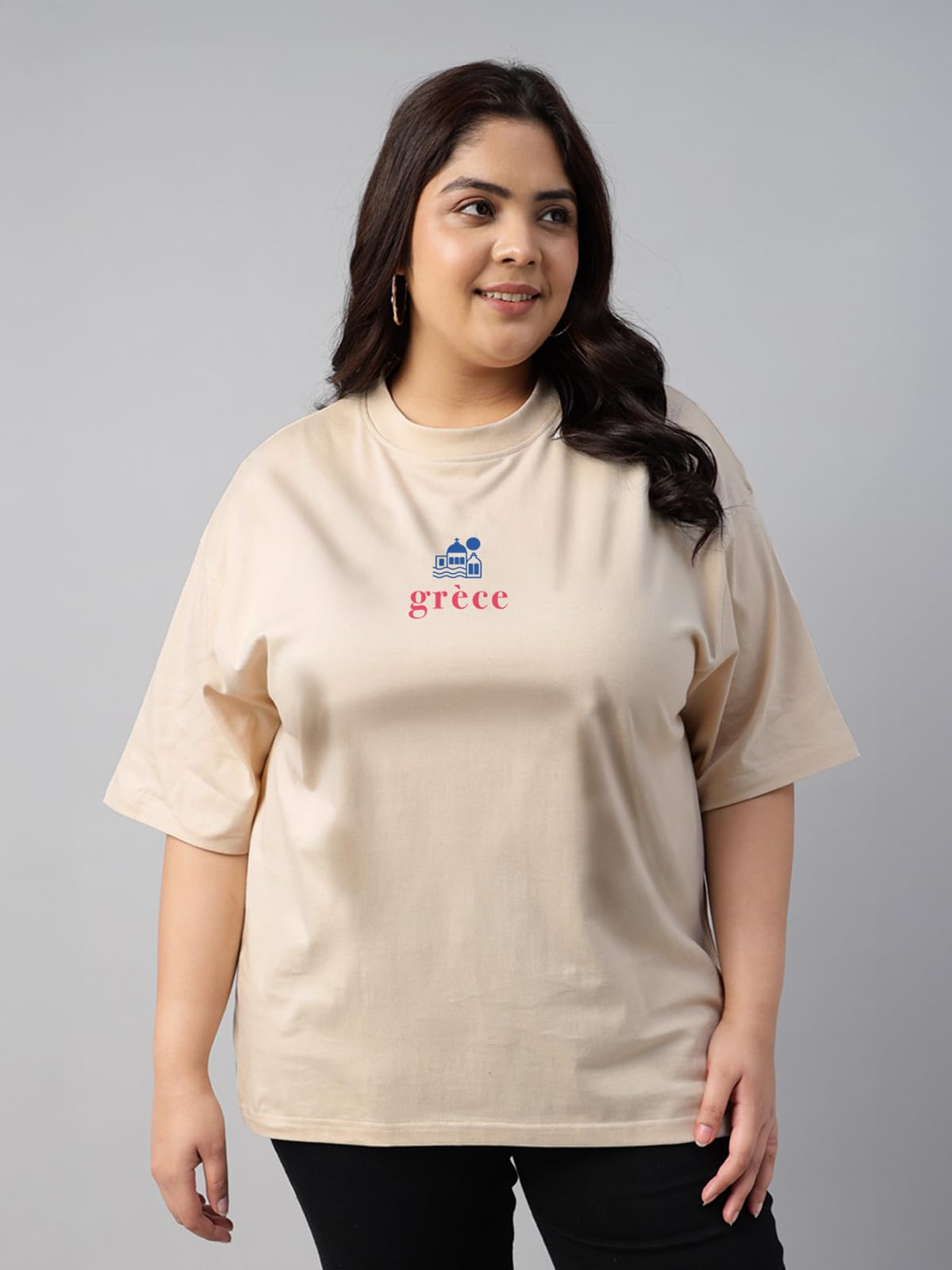 Ps_Jbgrce_Swjuneberry 100% Pure Cotton Oversized Fit Latest & Trendy All Over Prints Half Sleeve Plus Size T-Shirt For Women & G