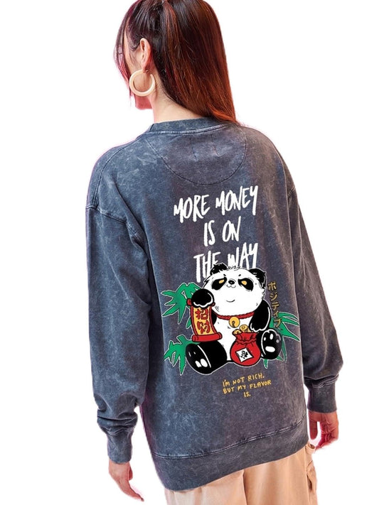 Bewakoof WomenS Graphic Printed Oversized Fit Full Sleeve Round Neck Fleece Sweatshirt_625430_Blue_S