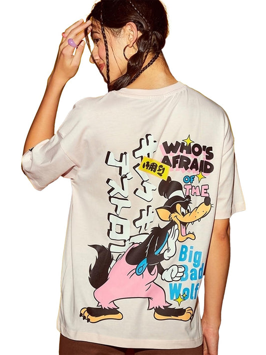 Bewakoof Official Disney Merchandise WomenS Graphic Printed Oversized Fit Half Sleeve Round Neck Cotton Jersey T-Shirt_ 624622 P