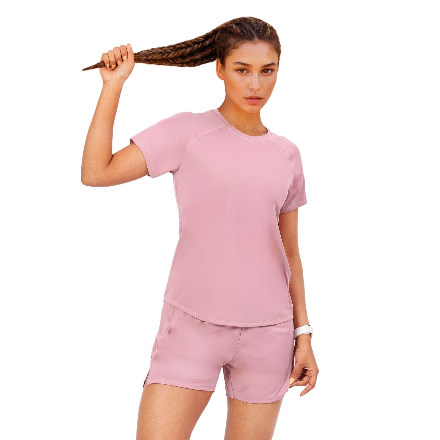 Enamor Womens Solid Relaxed Fit T-Shirt (A314_Lilas