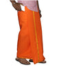 Prakasam Cotton MenS Single Orange Colour Welcro Stitched Pocket Jari Dhoti With Matching Gold Jari Towel