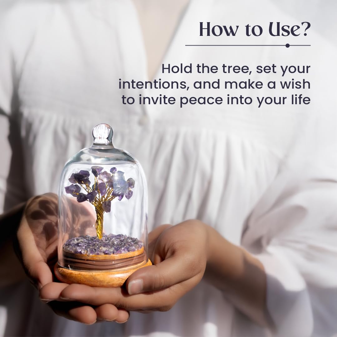 Astrotalk Amethyst Crystal Dome Tree | Boost Focus & Spiritual Growth | Feng Shui Items for Good Luck | Home Decor for Living Room & Office | Housewarming Gifts | Aesthetic Home Decor Items, 7 x 13 Cm