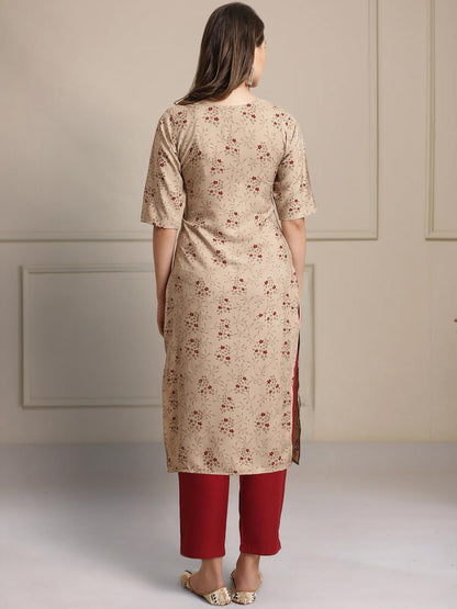 Tee Projekt Printed Crepe Kurti & Pant Set For Women Festival Wear Stylish Kurta Set