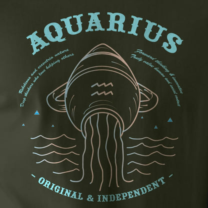 Peppyzone Mens Regular Fit T-Shirt (PZ-ZodiacAquarius6001_Olive