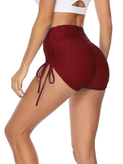 Shasmi Womens Workout Yoga Shorts, High Waisted Drawstring Scrunch Booty Shorts Ruched Butt Lift Athletic Running Tights (Short