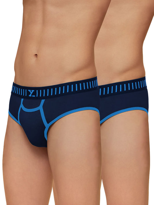 XYXX Mens Underwear Vibe IntelliSoft Antimicrobial Micro Modal Brief Pack of 2 (Black Iris & Brilliant Blue ; Black Iris & Bril