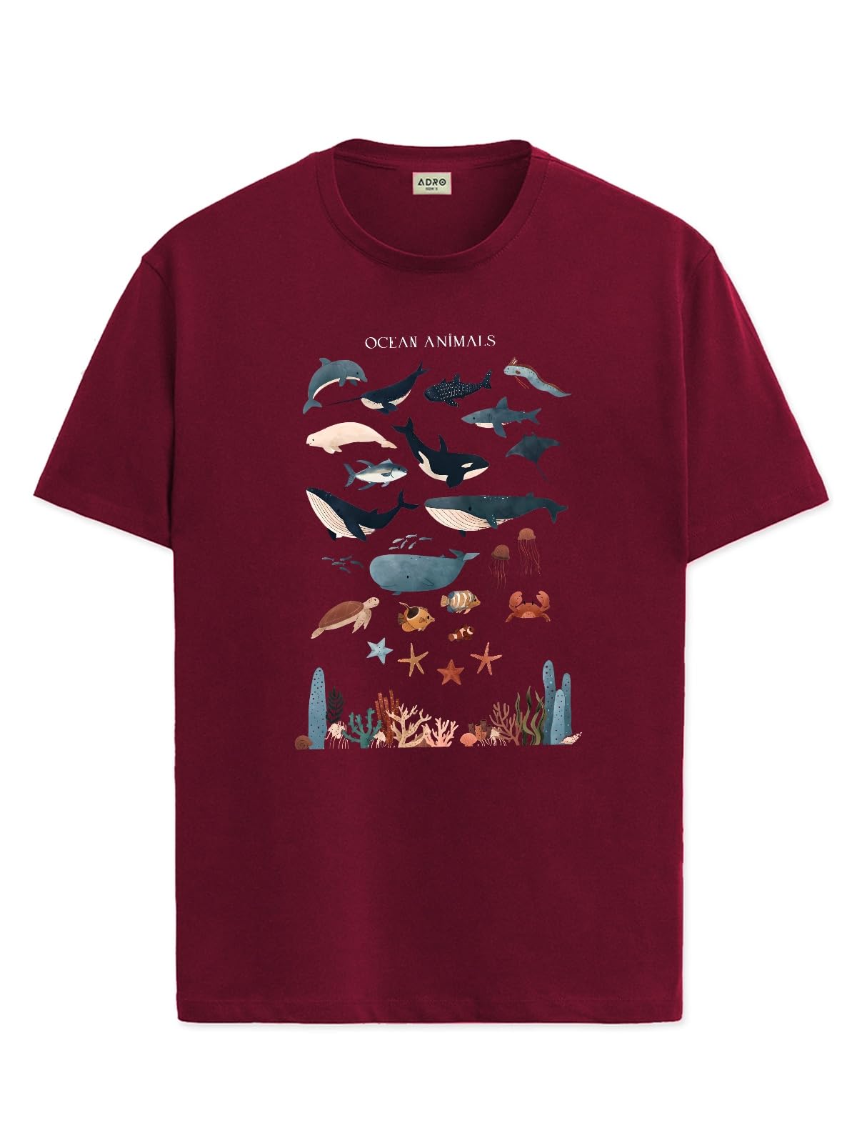ADRO T Shirts for Boys & Girls || Ocean Sharks Printed T-Shirt || Ages 3-14 || 100% Cotton Round Neck Tshirt for Boys & Girls||K