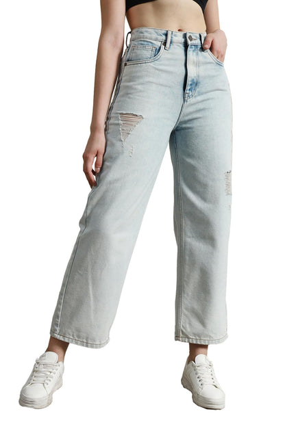 Hubberholme Women Blue Summer Cotton Relaxed Fit Jeans
