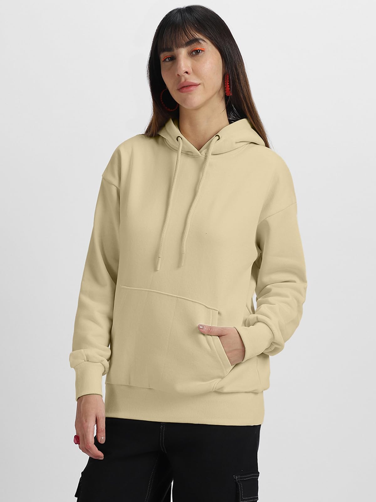 Juneberry Cotton Fleece Regular Fit Hooded Sweatshirt Lastest Back Graphic Printed Winter Hoodies For Women (W02_Brkrulstdy_Sybn