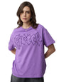 The Souled Store House of Dragon: Fierce Women and Girls Short Sleeves Round Neck Purple Embellished Cotton Oversized T-Shirts