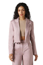 Hubberholme Women Solid Crop Length Oversized Full Sleeve Blazer Lavender