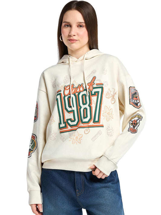 Bewakoof Heavy Duty 1.0 Official Stranger Things Merchandise Womens Graphic Printed Oversized Fit Full Sleeve Fleece Hoodies_69