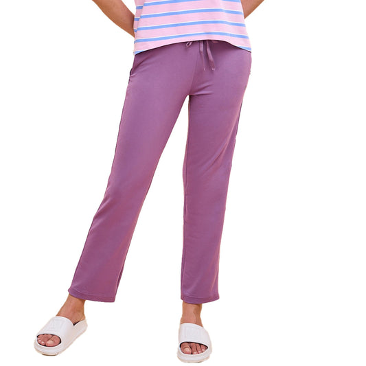 Enamor Essentials Womens E014-Mid Rise Slim Fit Basic Straight Leg Lounge Pants