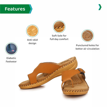 Ortho Joy WomenS Extra-Soft Doctor Ortho Slippers (Brown, Tan)