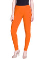 Lyra Women Solid Premium Cotton Ankle Length Leggings | Mid-Waist | Fashionwear Saffron