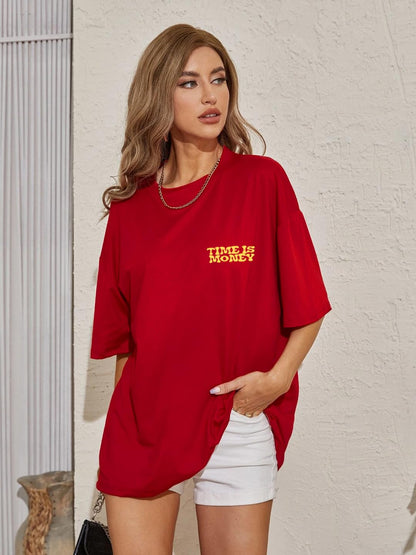 RIGO Womens Oversized Fit T-Shirt (WCT02231556_Maroon1