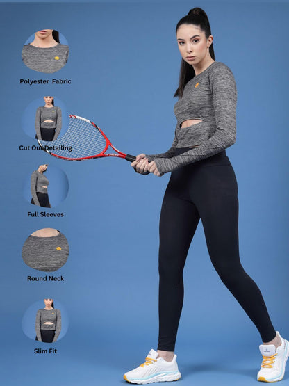 Rigo Round Neck Activewear Top for Women | Comfort Fit Stylish Active T-Shirt for Girls | Gym/Sports Wear Tees & Workout Tops