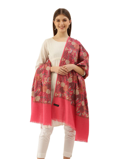 Pashmoda Women Bahaar Pure Wool Aari Embroidered Shawl (Size : 101X203 CM)