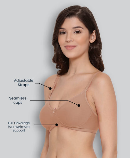 Lyra WomenS Cotton Non Padded Wire Free Seamless Spacer Bra Skin
