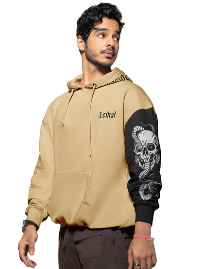 Bewakoof Mens Graphic Printed Oversized Hoodie_597117_Brown_XL