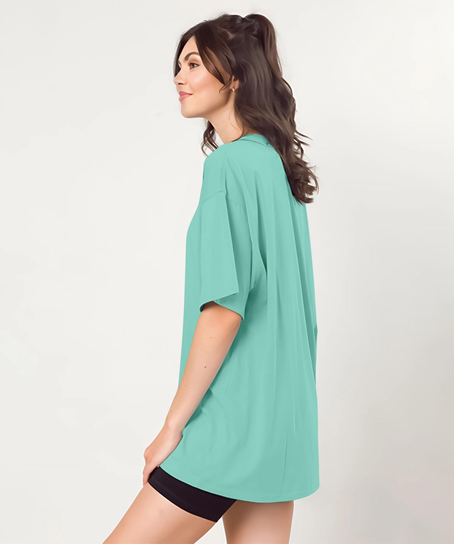 SHODOX Womens Cotton Blend Oversized Drop Shoulder Solid T-Shirt(Pack of 1)