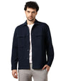 Nobero Polyester MenS Self Design Relaxed Fit Standard Length Jacket (1M-Twjk-R0005_Midnight Blue