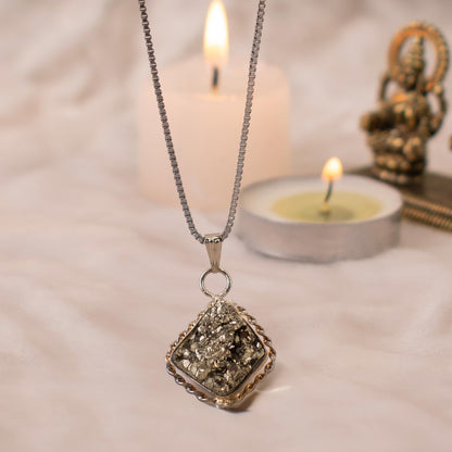 Astrotalk Raw Pyrite Pendant | Stone of Wealth, Confidence & Clarity | Pyrite Pendant for Women | Best Gift Items for Women | Spiritual Jewellery
