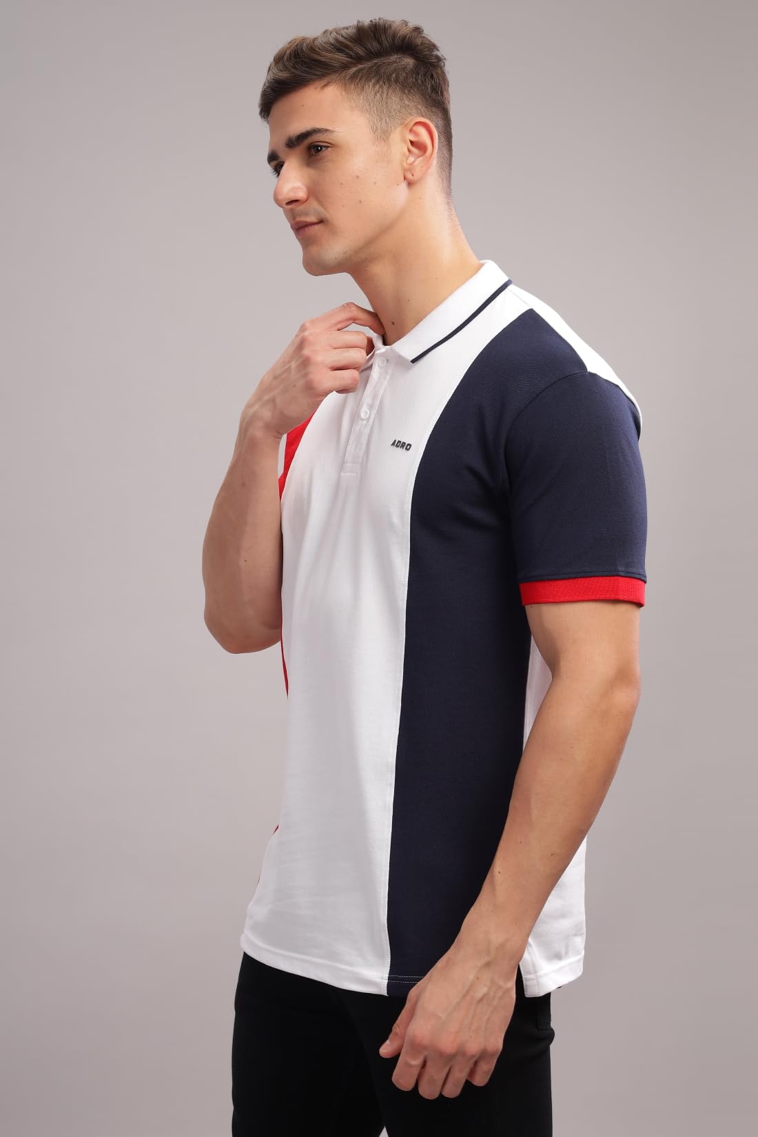 ADRO Regular Fit Polo Tshirt in 100% Cotton Multi Color Polo Also in Plus Size_PN24-L1-RDWHNB