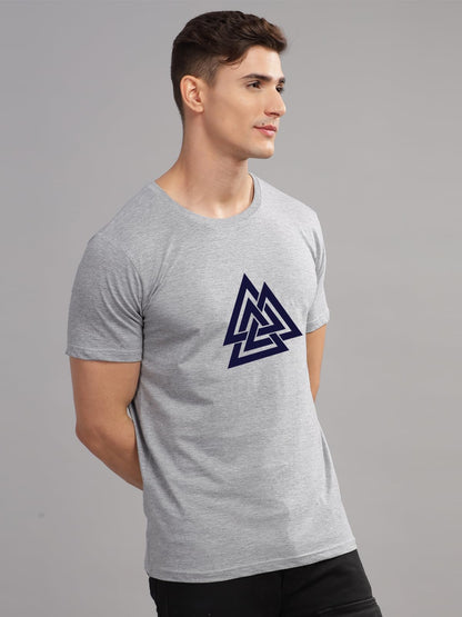 ADRO Triangle Mens Printed T-Shirt (RNR-M-TKT-GR_Grey)