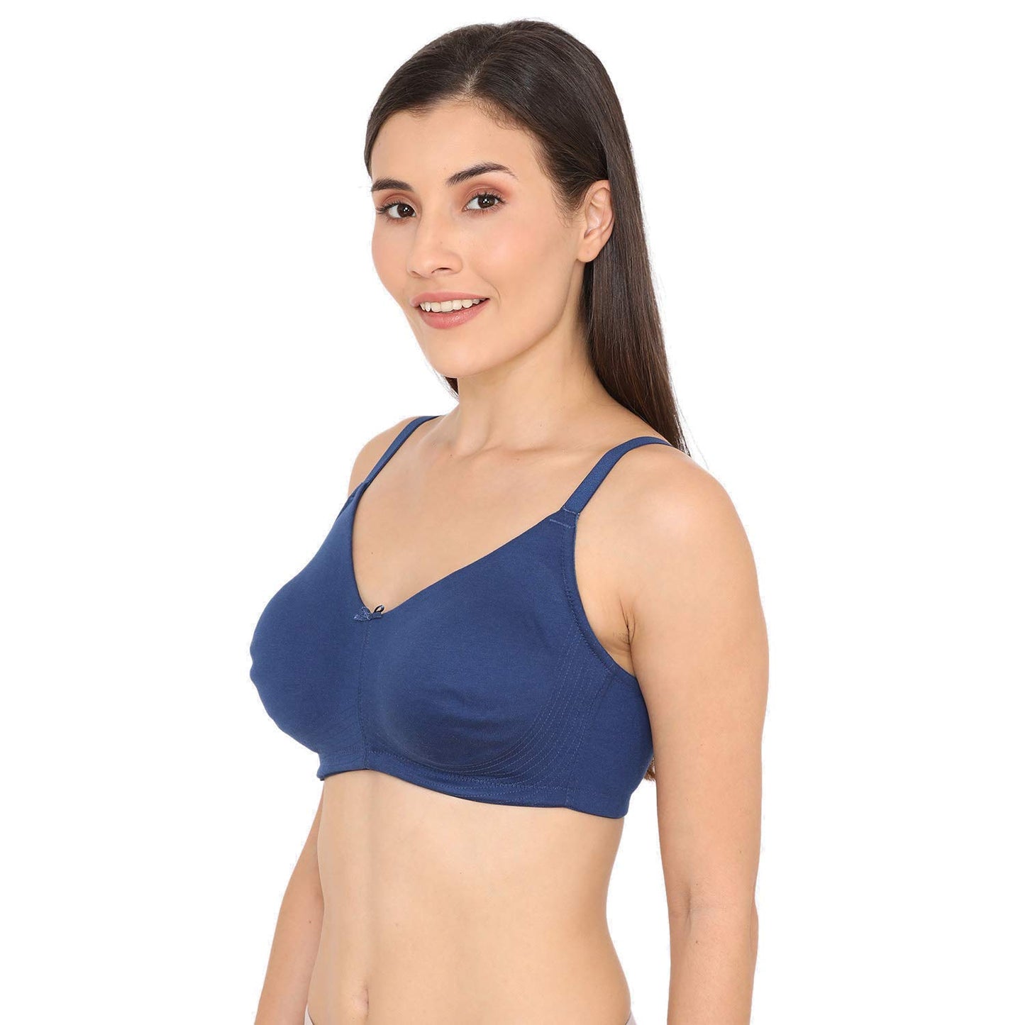 Zivame Womens Polyester Non-Padded Wire Free Seamless Bra Blue