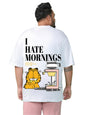 Bewakoof Official Garfield Merchandise Garfield Mens Graphic Print Oversized Fit Half Sleeve Round Neck Cotton Plus Size T-Shir